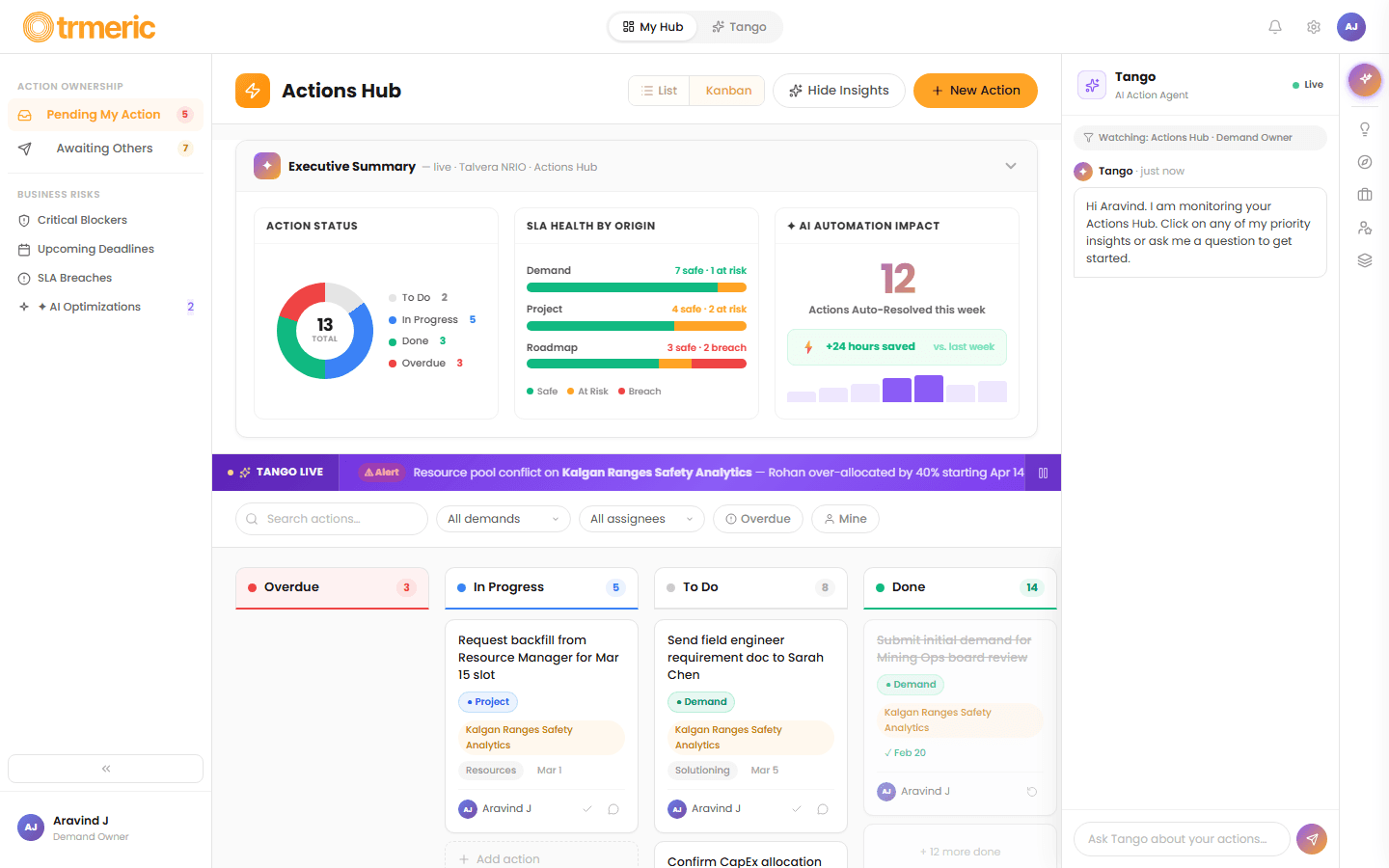 Action Hub — cross-portfolio action tracking
