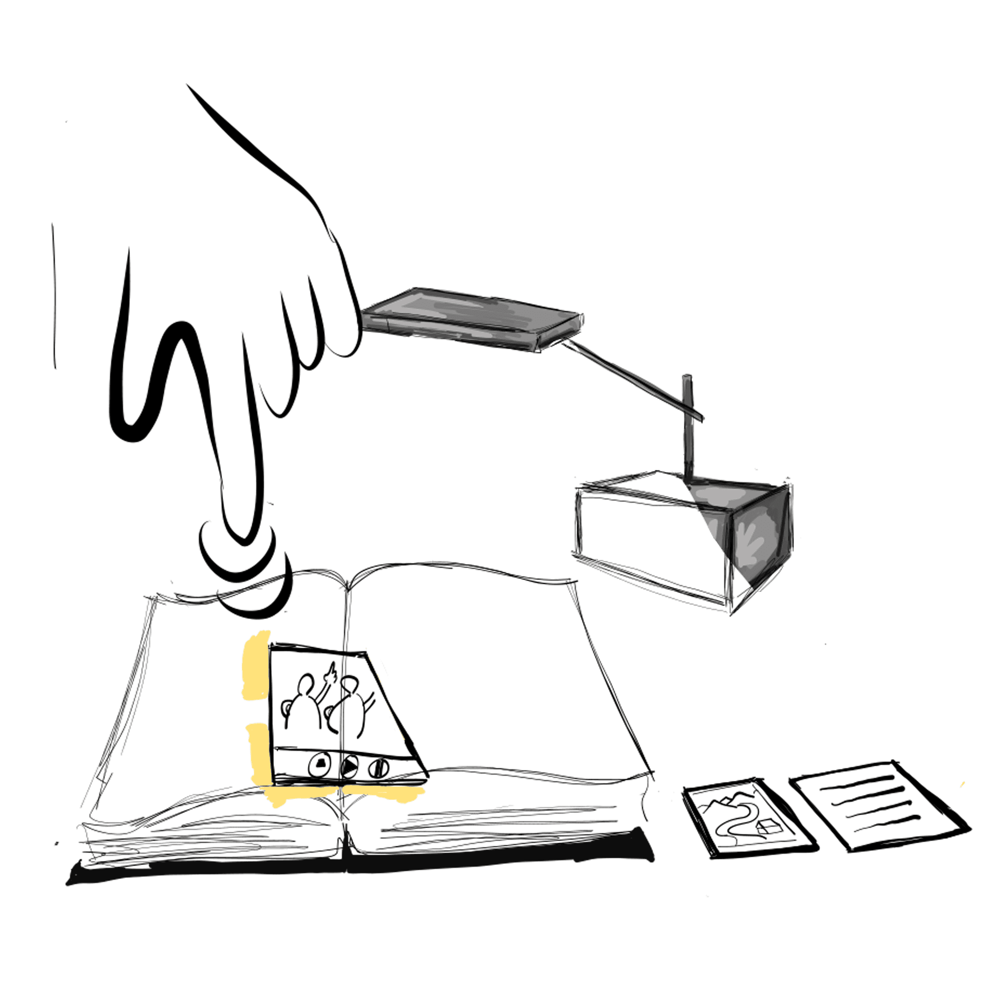 Rippl projecting learning assistance beside the open book